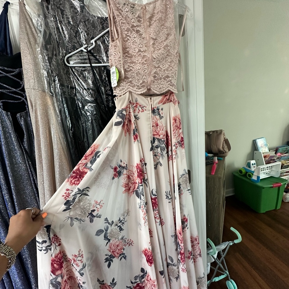 Windsor Blush Lace Floral Gown